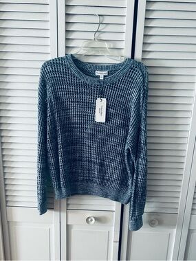 Calvin Klein Slate Blue Waffle Knit Crew Sweater